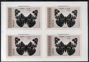 Honduras 1997 Butterflies m/sheet 20L+2L IMPERF block of 4 from uncut sheet, as SG MS1381. unmounted mint, rare thus