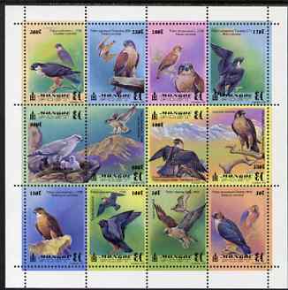 Mongolia 1999 Raptors perf m/sheet containing 12 values unmounted mint, SG MS2729