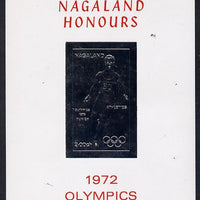 Nagaland 1972 Olympics (Athletics) 2ch value imperf in silver on glossy card