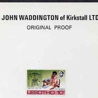 Lesotho 1976 Telephone Centenary 10c imperf proof as issued stamp on John Waddington card endorsed 'Original Proof' fine and rare as SG 319