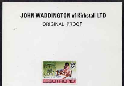 Lesotho 1976 Telephone Centenary 10c imperf proof as issued stamp on John Waddington card endorsed 'Original Proof' fine and rare as SG 319