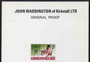 Lesotho 1976 Telephone Centenary 10c imperf proof as issued stamp on John Waddington card endorsed 'Original Proof' fine and rare as SG 319
