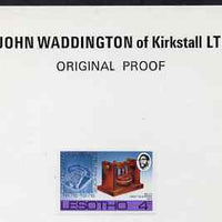 Lesotho 1976 Telephone Centenary 4c imperf proof as issued stamp on John Waddington card endorsed 'Original Proof' fine and rare as SG 318