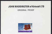 Lesotho 1976 Telephone Centenary 4c imperf proof as issued stamp on John Waddington card endorsed 'Original Proof' fine and rare as SG 318