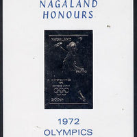 Nagaland 1972 Olympics (Ice Skating) 2ch value imperf in silver on glossy card