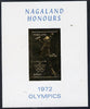 Nagaland 1972 Olympics (Ice Skating) 2ch value imperf in gold on glossy card