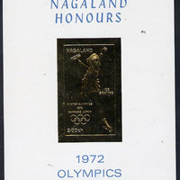 Nagaland 1972 Olympics (Ice Skating) 2ch value imperf in gold on glossy card