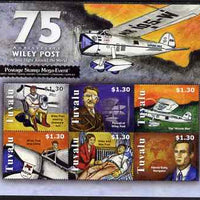 Tuvalu 2008 75th Anniversary of Wiley Post (aviator) perf sheetlet containing 6 values unmounted mint