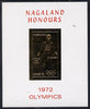 Nagaland 1972 Olympics (Athletics) 2ch value imperf in gold on glossy card