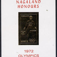 Nagaland 1972 Olympics (Athletics) 2ch value imperf in gold on glossy card