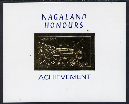Nagaland 1972 Apollo 15 2ch value embossed in gold on glossy card (imperf)