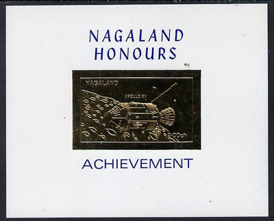 Nagaland 1972 Apollo 15 2ch value embossed in gold on glossy card (imperf)