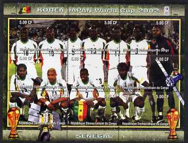 Congo 2002 Korea Japan World Cup Football Teams - Senegal perf composite sheetlet containing 9 values unmounted mint. Note this item is privately produced and is offered purely on its thematic appeal