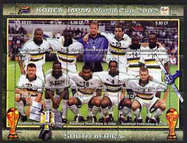 Congo 2002 Korea Japan World Cup Football Teams - South Africa perf composite sheetlet containing 9 values unmounted mint. Note this item is privately produced and is offered purely on its thematic appeal