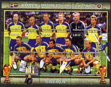 Congo 2002 Korea Japan World Cup Football Teams - Sweden perf composite sheetlet containing 9 values unmounted mint. Note this item is privately produced and is offered purely on its thematic appeal