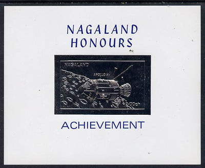 Nagaland 1972 Apollo 15 2ch value embossed in silver on glossy card (imperf)