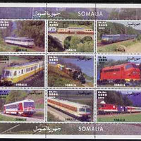 Somalia 2000 Modern Trains perf sheetlet containing set of 9 values unmounted mint