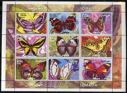 Somalia 2000 Butterflies perf sheetlet containing set of 9 values unmounted mint