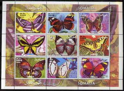 Somalia 2000 Butterflies perf sheetlet containing set of 9 values unmounted mint