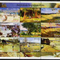 Somalia 2001 Australian Impressionists perf sheetlet containing set of 9 values unmounted mint. Note this item is privately produced and is offered purely on its thematic appeal