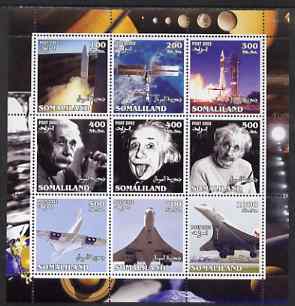 Somaliland 2002 Space, Einstein & Concorde perf sheetlet containing set of 9 values unmounted mint