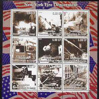 Congo 2002 New York Fire,Department perf sheetlet containing 9 values, unmounted mint. Note this item is privately produced and is offered purely on its thematic appeal