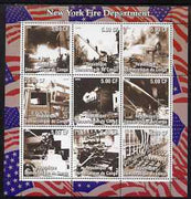 Congo 2002 New York Fire,Department perf sheetlet containing 9 values, unmounted mint. Note this item is privately produced and is offered purely on its thematic appeal