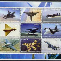 Congo 2002 War Planes perf sheetlet containing set of 9 values unmounted mint. Note this item is privately produced and is offered purely on its thematic appeal