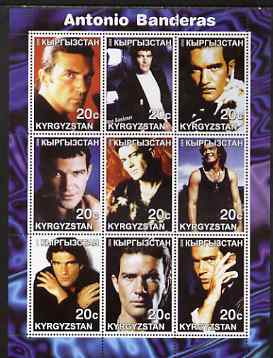 Kyrgyzstan 2000 Antonio Banderas perf sheetlet containing 9 values unmounted mint