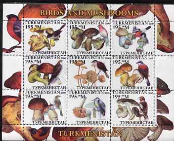 Turkmenistan 2000 Birds & Mushrooms perf sheetlet containing 9 values unmounted mint