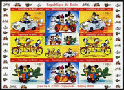 Benin 2009 Beijing Olympics #3 - Disney Characters (Transport) imperf sheetlet containing 8 values plus label unmounted mint. Note this item is privately produced and is offered purely on its thematic appeal