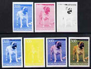 Turkmenistan 2000 Dogs - Bull Mastiff imperf set of 7 progressive proofs comprising the 4 individual colours plus 2, 3 and all 4-colour composites unmounted mint