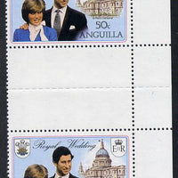 Booklet - Anguilla 1981 Royal Wedding 50c vert gutter pair with double black (from uncut booklet pane sheet) as SG 468ab