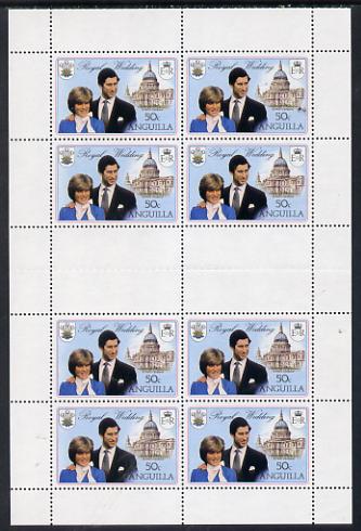 Anguilla 1981 Royal Wedding 50c two uncut booklet panes of 4 in vert format each with double black (as SG 468ab)