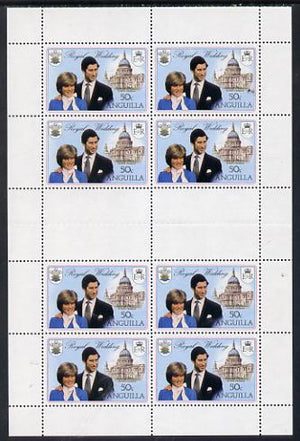 Anguilla 1981 Royal Wedding 50c two uncut booklet panes of 4 in vert format each with double black (as SG 468ab)