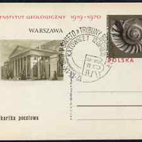 Poland 1970 Institute of Geology 40gr p/stat card showing an ammonite used with pictorial cancel