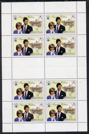 Booklet - Anguilla 1981 Royal Wedding $3 two uncut booklet panes of 4 in vert format each with double black (as SG 469ab)