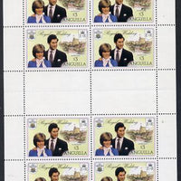 Anguilla 1981 Royal Wedding $3 two uncut booklet panes of 4 in vert format each with double black (as SG 469ab)