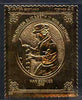 Staffa 1986 Queen's 60th Birthday £8 War Service (1943) embossed in 23k gold foil (with silver background) unmounted mint
