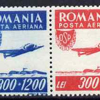 Rumania 1946 Sports - Air se-tenant pair unmounted mint SG 1821a