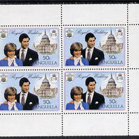 Anguilla 1981 Royal Wedding two 50c booklet panes of 4 each with double black showing wmks sideways and sideways inverted (as SG 468ab)