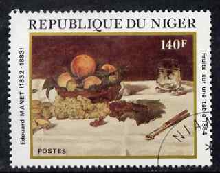 Niger Republic 1982 Fruits on a Table by Edouard Manet (150th Birth Anniversary) 140f (from Celebrities Anniversaries set) superb cto used, SG 885