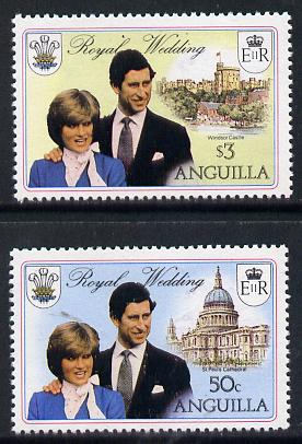 Anguilla 1981 Royal Wedding set of 2 each with double black (as SG 468-69ab) unmounted mint