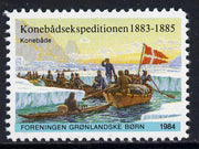 Cinderella - Greenland 1984 label commemorating the 1883-85 Konebade Expedition showing the team in boats unmounted mint