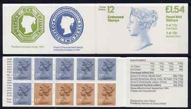 Great Britain 1981-85 Postal History series #12 (QV Embossed Stamps) £1.54 booklet with selvedge at right, SG FQ2B
