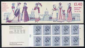 Great Britain 1981 19th Century Women's Costumes Series #1 (1800-15) £1.40 folded booklet with cyl number in margin at left, SG FM3A