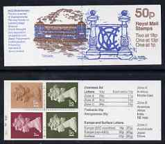 Great Britain 1987-88 MCC Bicentenary #3 (Lords Pavilion & Wrought Iron) 50p booklet complete with cyl nos (B21 B4 B30), SG FB41