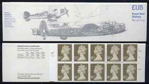 Great Britain 1979-81 Military Aircraft #5 (Spitfire & Lancaster) £1.15 folded booklet with cyl number in margin at left SG FI1A