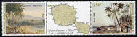 French Polynesia 1998 Stamp Aalon - Papeete Bay Paintings by Gillotin perf se-tensnt strip of 2 plus label unmounted mint SG 831a