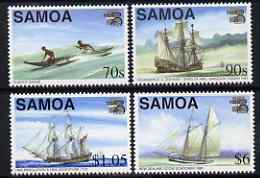 Samoa 1999 Australia 99 Stamp Exhibition perf set of 4 (Maritime Heritage) unmounted mint SG 1038-41